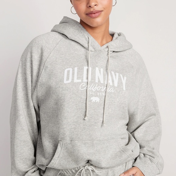 NWT OLD NAVY Oversized Fleece Logo Graphic Hoodie Color: Light Heather Gray - Picture 5 of 7